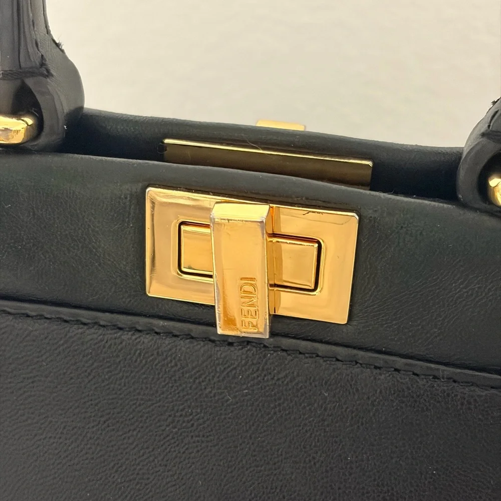 black FF Peekaboo Mini bag in nappa leather with gold-tone hardware